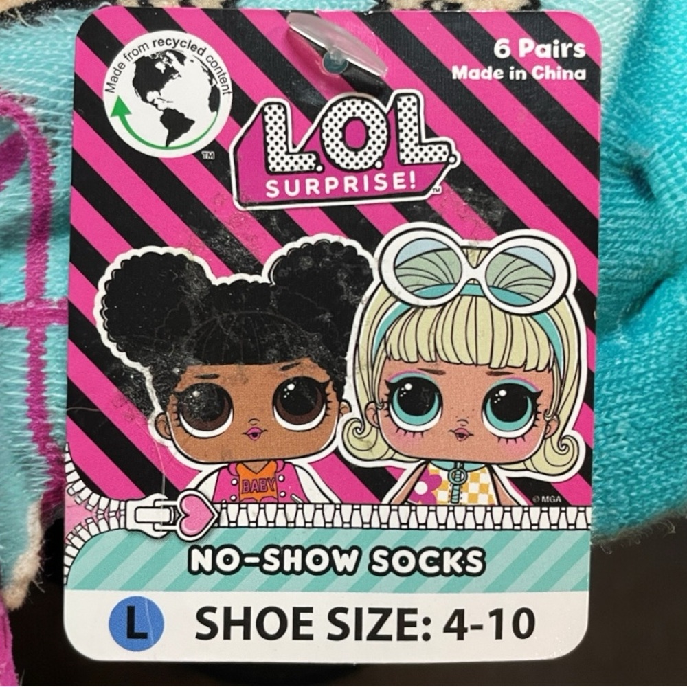 LOL Surprise! No Show Socks 6-Pack Size L (4-10) NWT - Picture 5 of 7